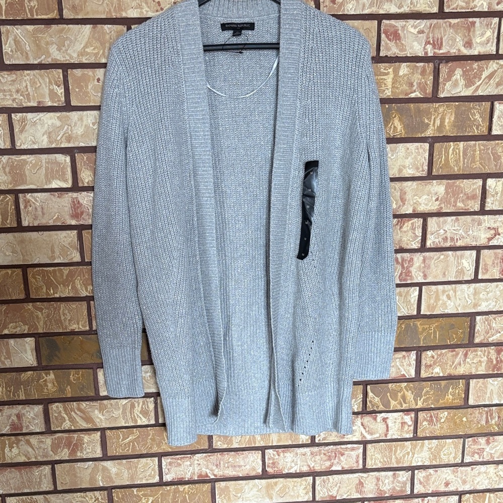 Banana Republic Light Gray Open-Front Cardigan size M brand new with tag